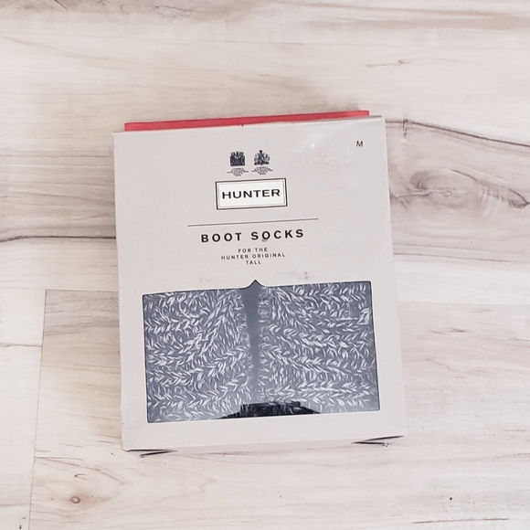 Hunter Cable Knit Tall Boot Liner Socks - Black/Grey - Picture 3 of 8